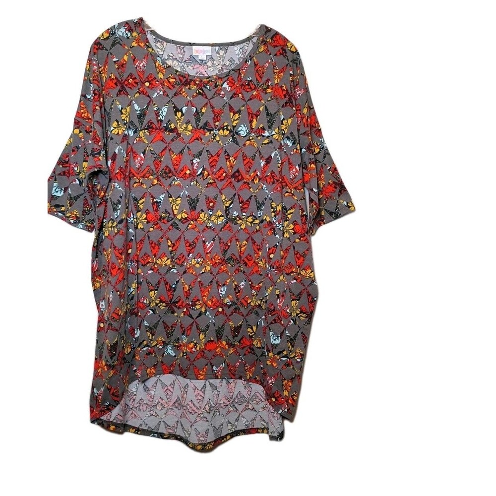 Lularoe Womens  Patterned Irma Hi Lo Tunic Size L Short 3/4 Sleeve